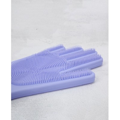 Eco Friendly Silicone Bristles Dishwashing Gloves, Rubber Sponge Scrubber Cleaning Brush Wash Car Pet Bathroom and Household Tool Cleaner Esg16348