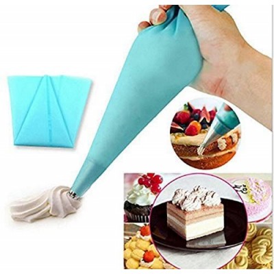 Reusable Silicone Piping Bags, 4 Different Sizes Icing Piping Cream Pastry Bag for Cake Designer DIY Decorating Essential Baking Tools (Blue) Esg12232